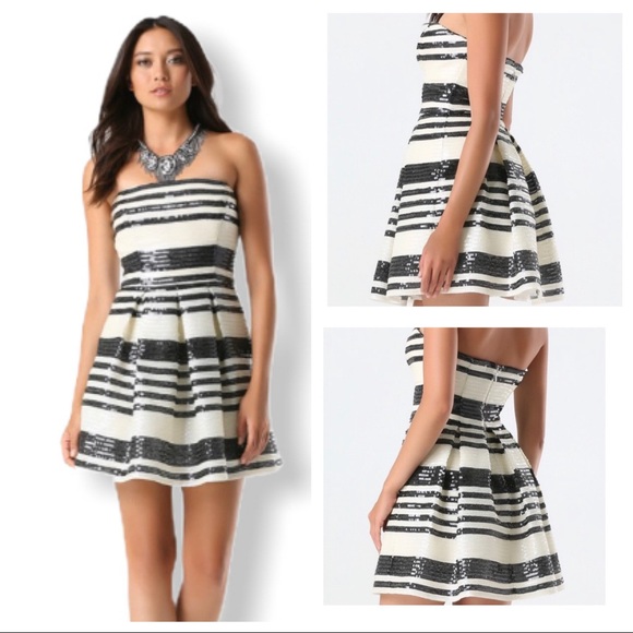 bebe Strapless Sequin Fit n Flare Party Dress - Picture 4 of 14